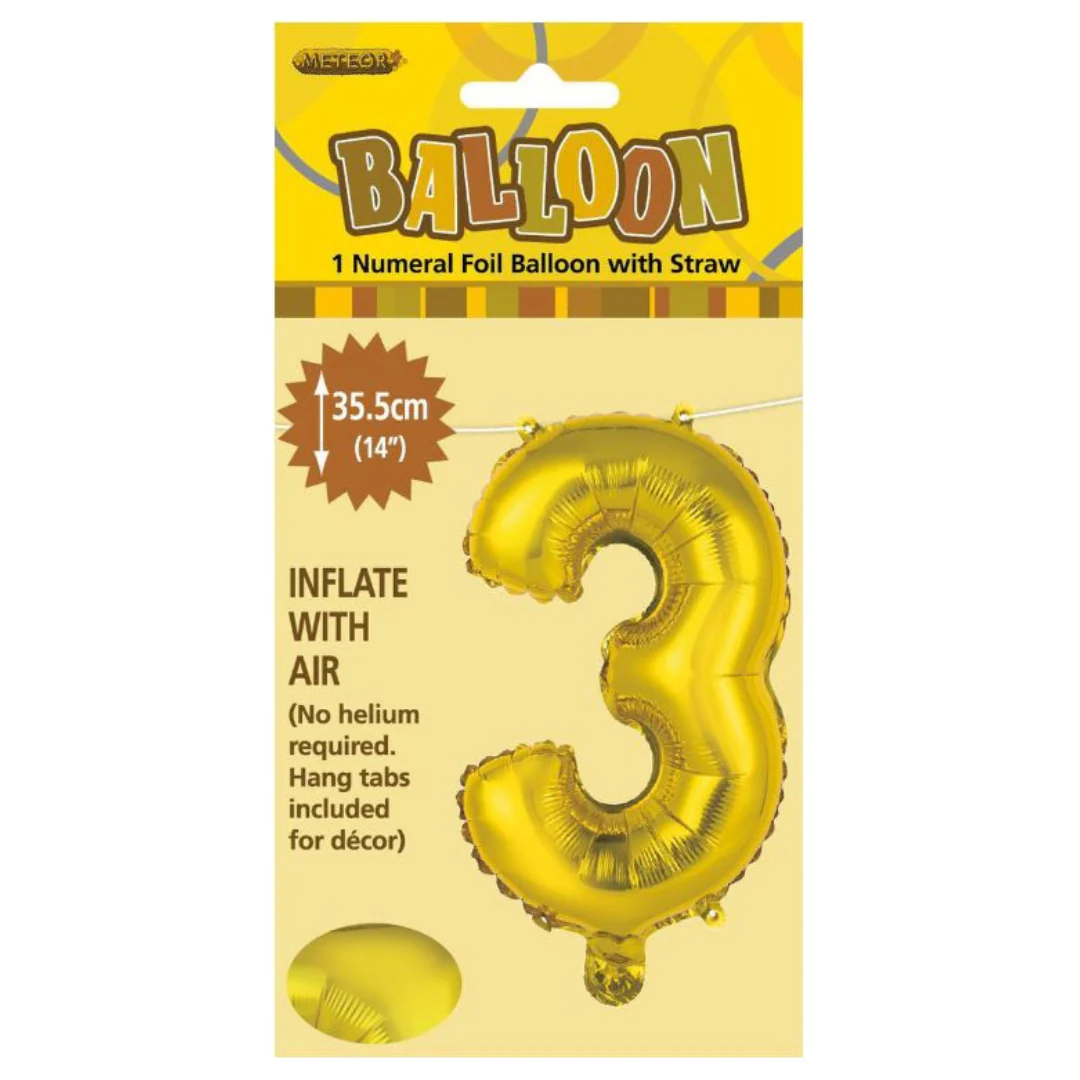 Numeral Foil Balloon 35cm Gold - 3 - Image 2