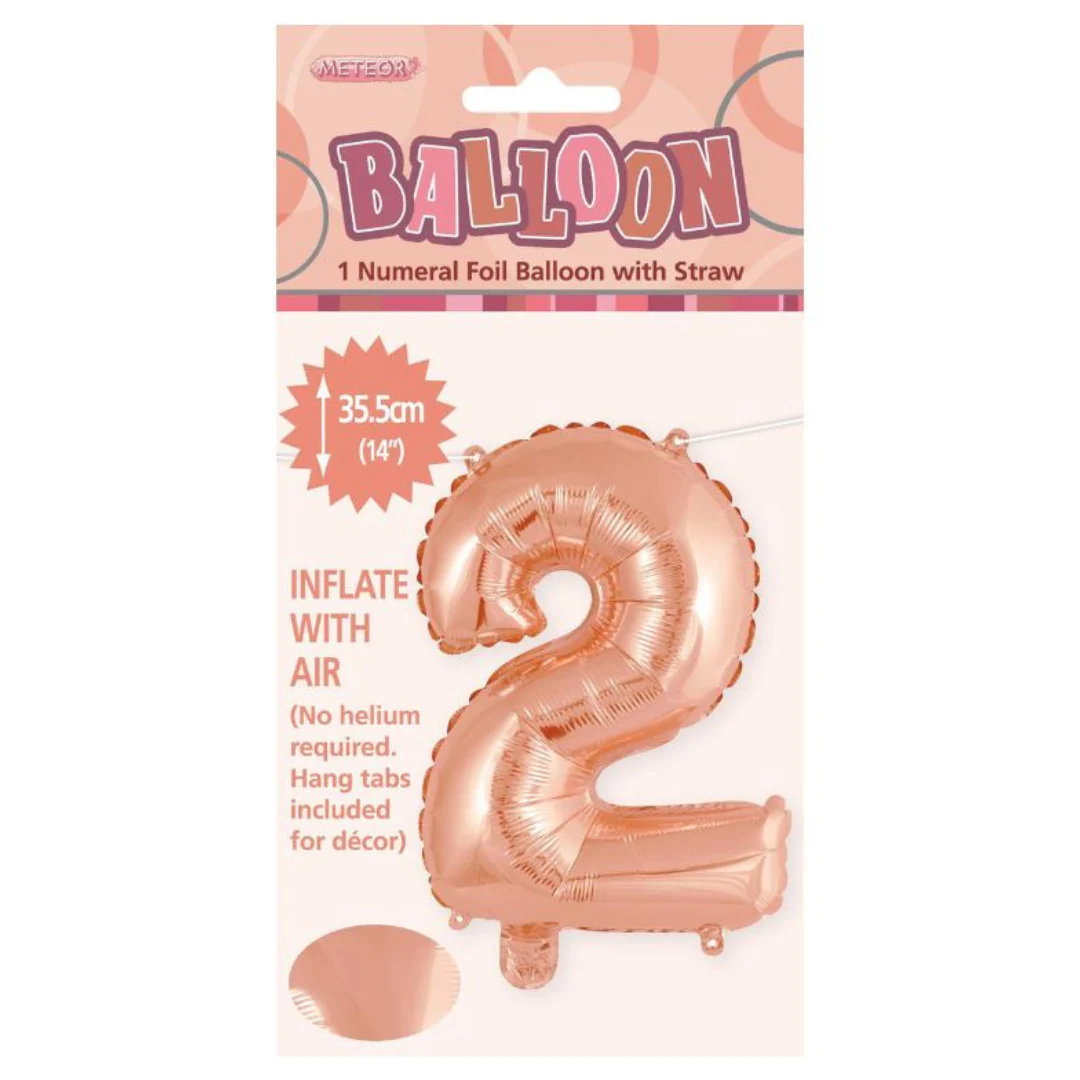 Numeral Foil Balloon 35cm Rose Gold - 2 - Image 2