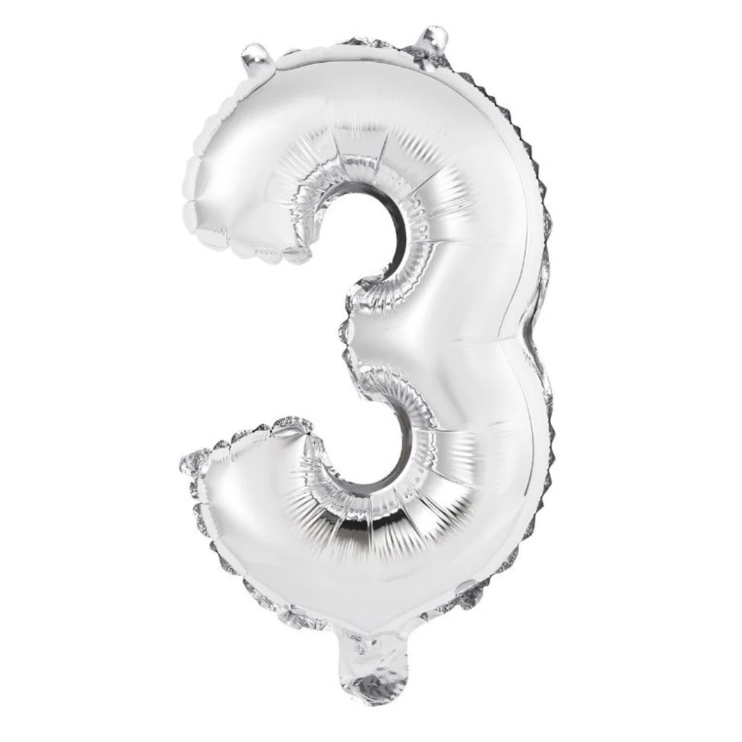 Numeral Foil Balloon 35cm Silver - 3