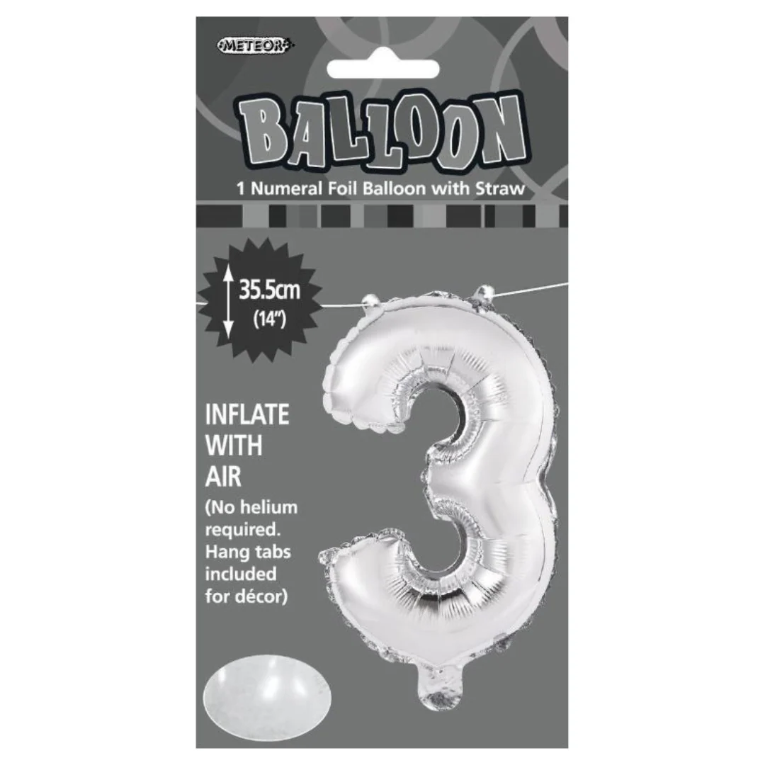 Numeral Foil Balloon 35cm Silver - 3 - Image 2