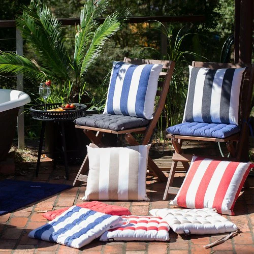 Outdoor Stripe Cushion Red 45x45cm - Image 2