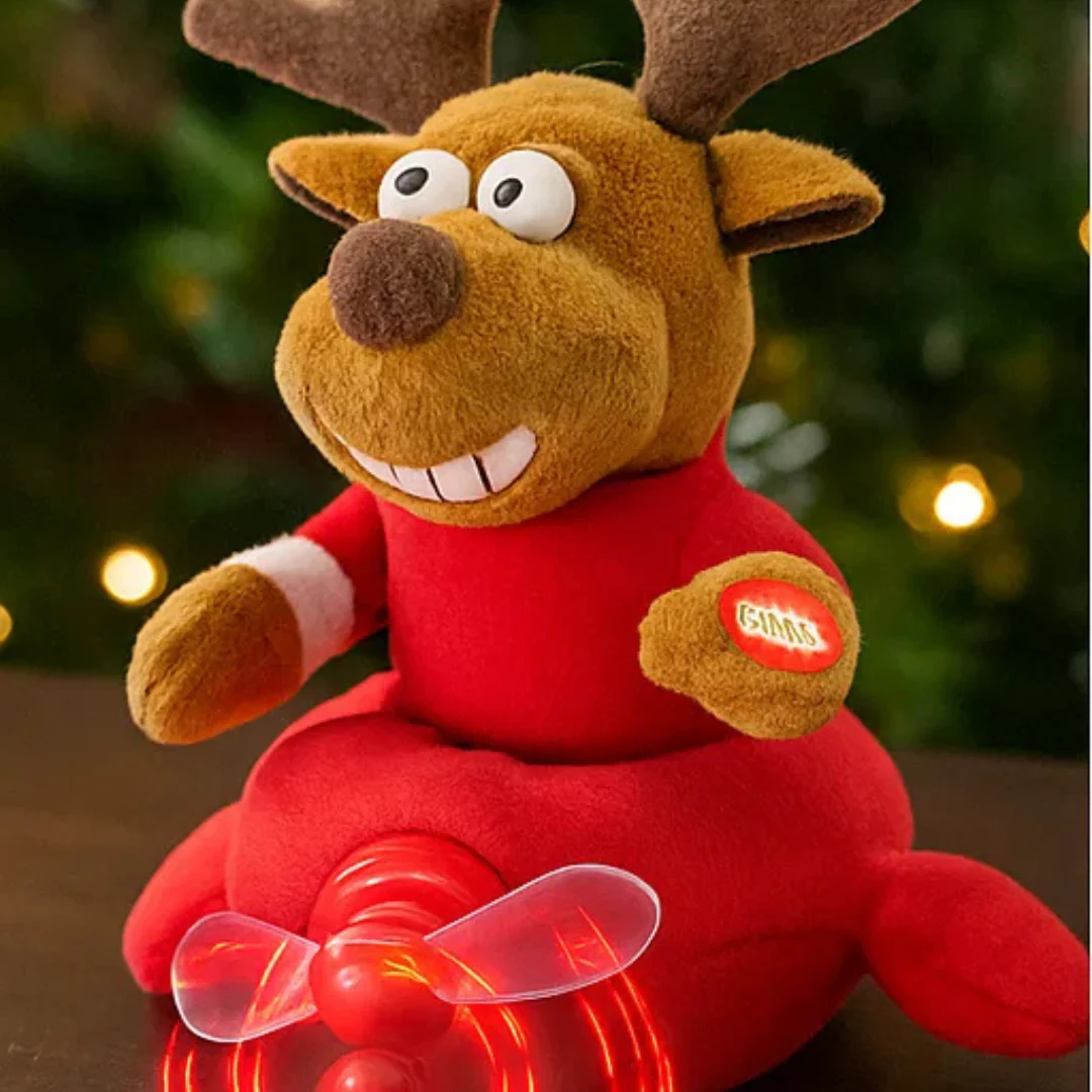 P49 Musical Plush Helicopter Santa Reindeer - Image 2