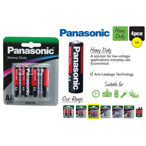 4pce Panasonic AA Heavy Duty Batteries