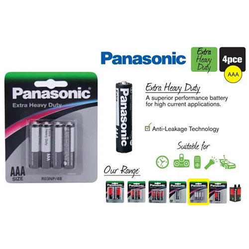 4pce Panasonic AAA Extra Heavy Duty Batt