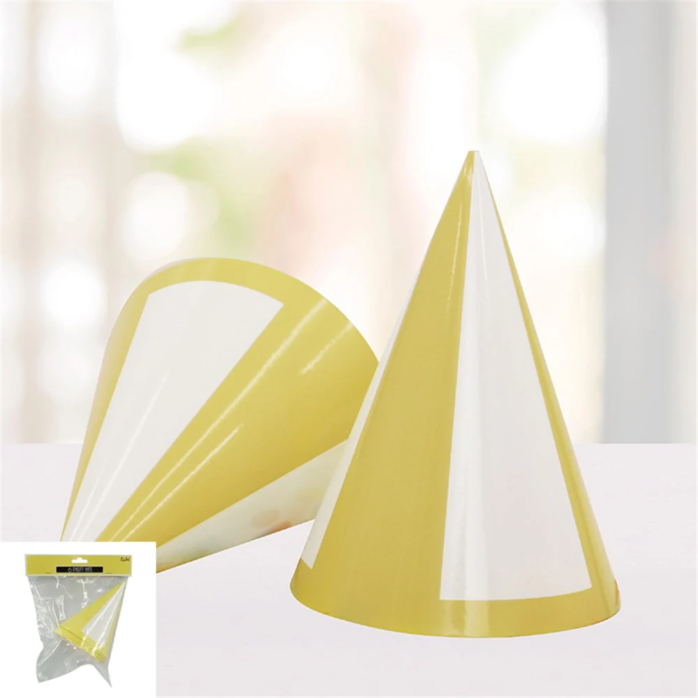 Paper Hats W/Tassel 15.5Cm Yellow 6Pk