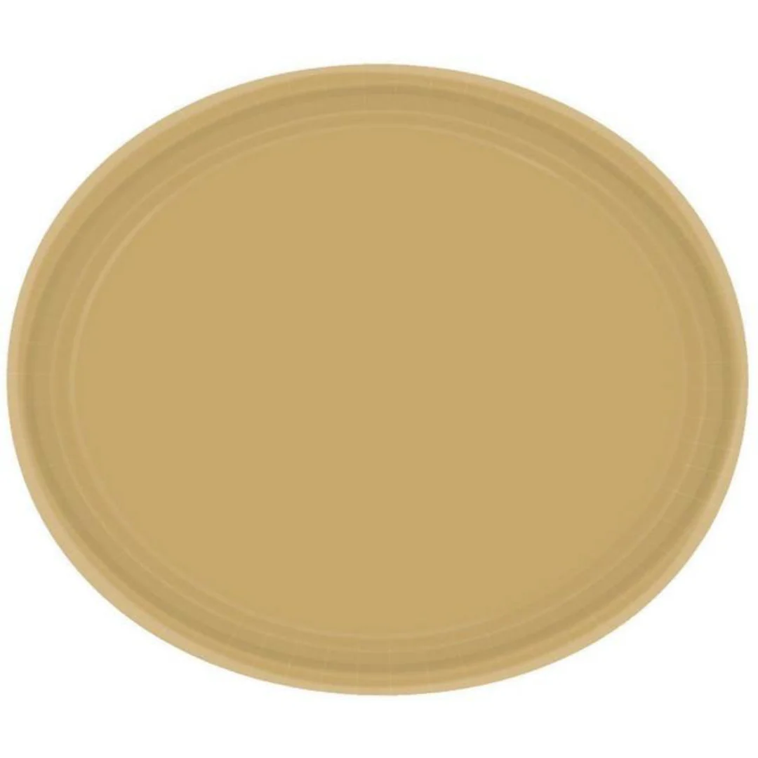 Paper Plates Oval Gold 30cm 20pk