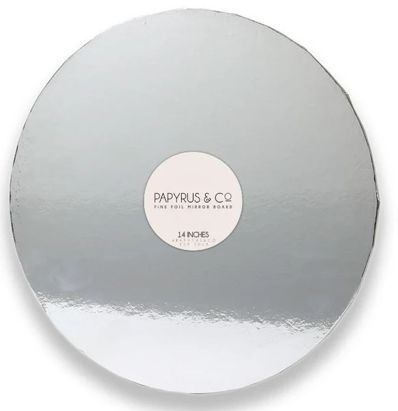 PAPYRUS AND CO Mirror Masonite Cake Board - 14In Silver Round - Image 2