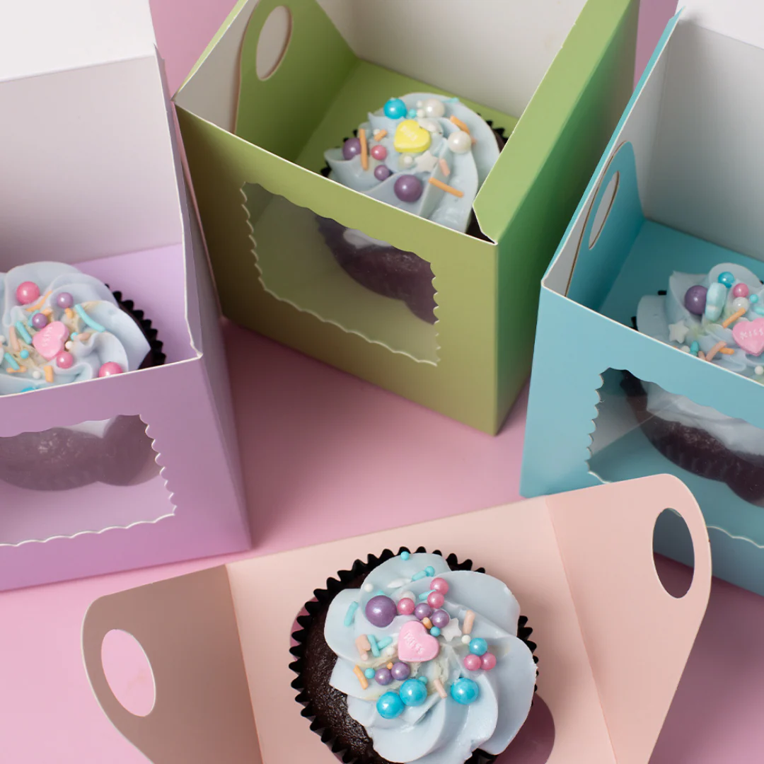 Papyrus Scalloped Single Tall Cupcake Box Pack Of 6 - Mixed - Image 2