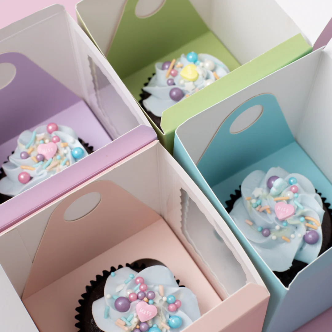 Papyrus Scalloped Single Tall Cupcake Box Pack Of 6 - Mixed - Image 3