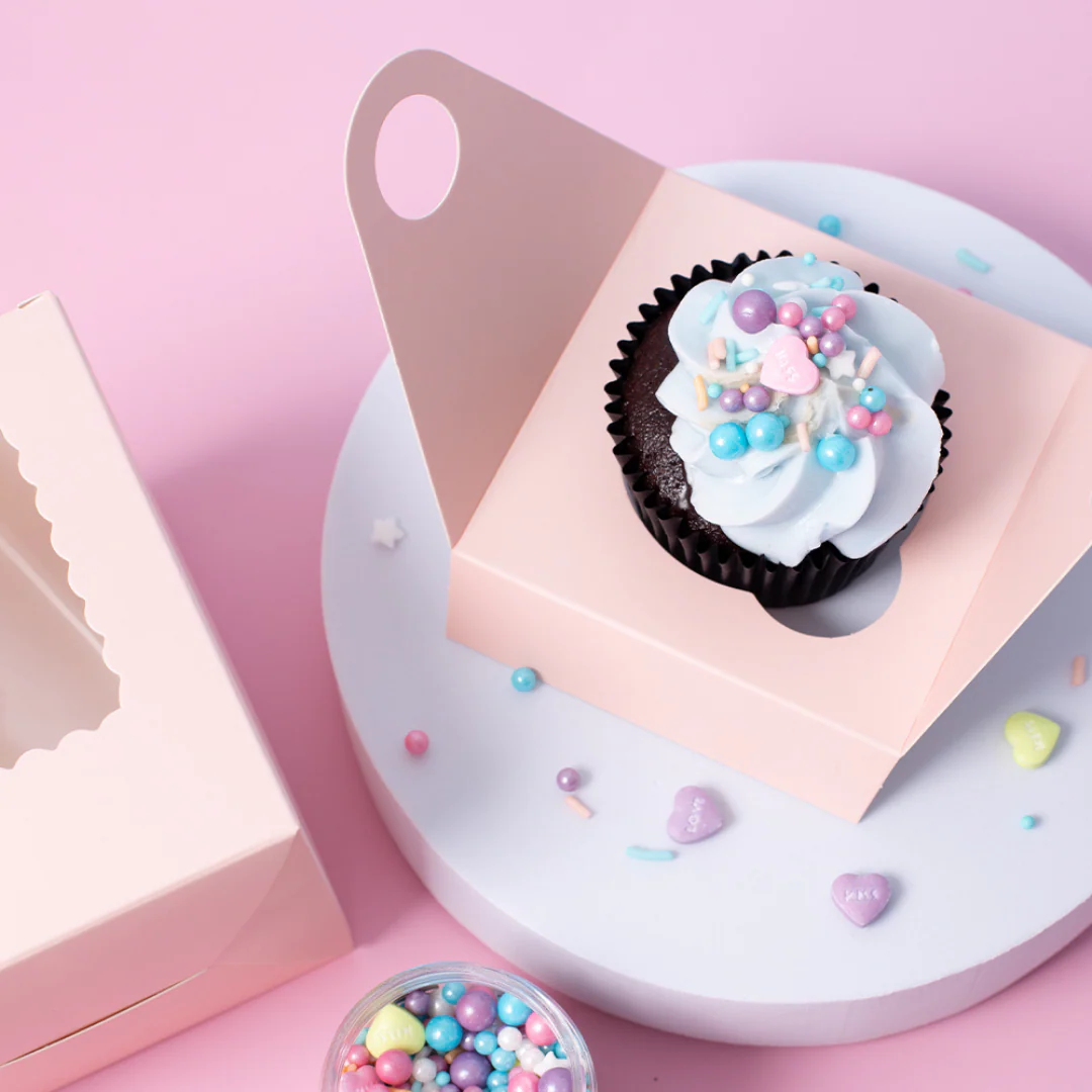 Papyrus Scalloped Single Tall Cupcake Box Pack Of 6 - Mixed - Image 4