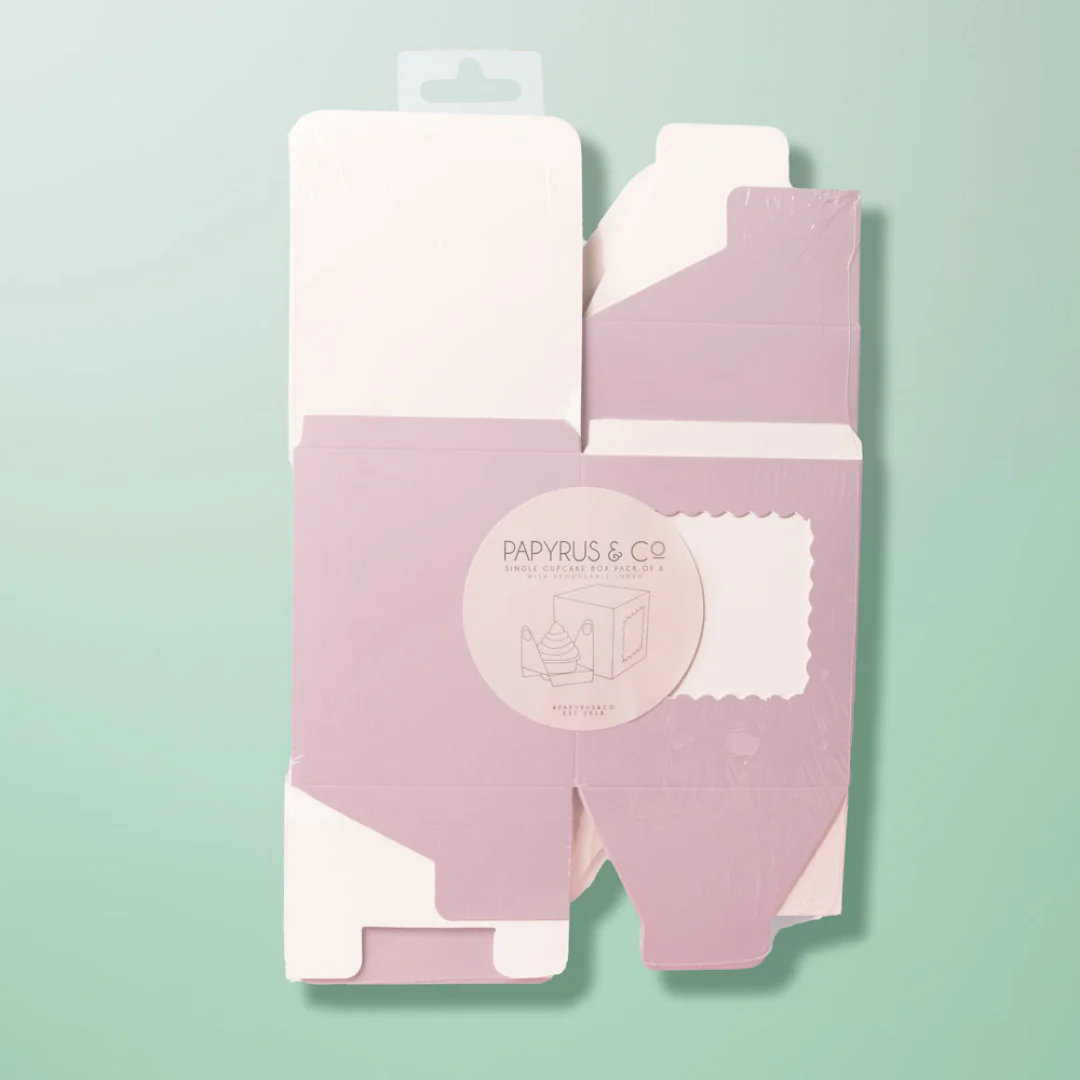 Papyrus Scalloped Single Tall Cupcake Box Pack Of 6 - Pastel Lilac - Image 3