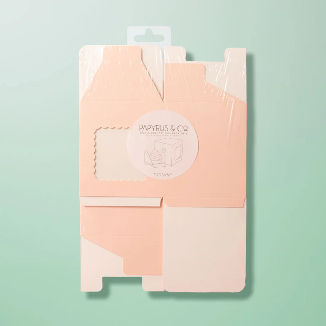 Papyrus Scalloped Single Tall Cupcake Box Pack Of 6 - Pastel Pink - Image 3