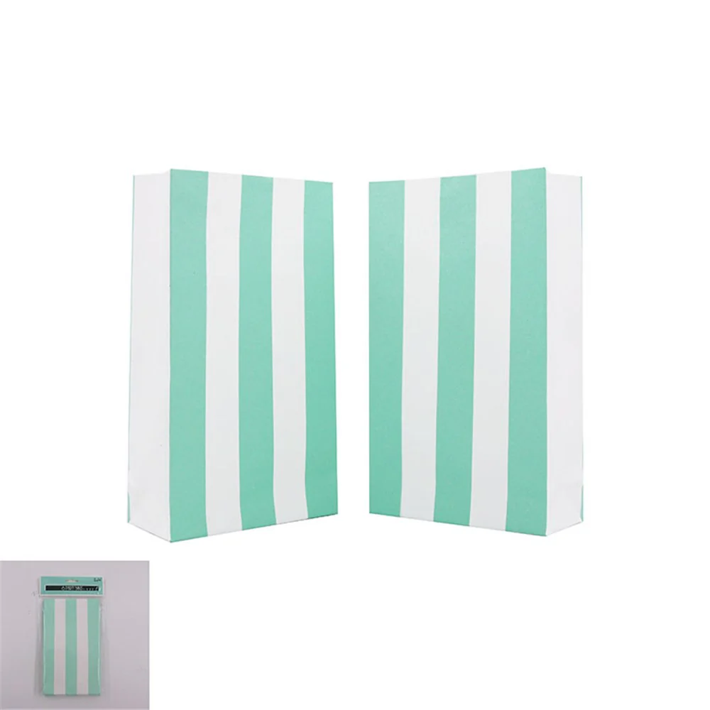 Party Bags Mint Striped 6Pk 18X10.5X4.6Cm