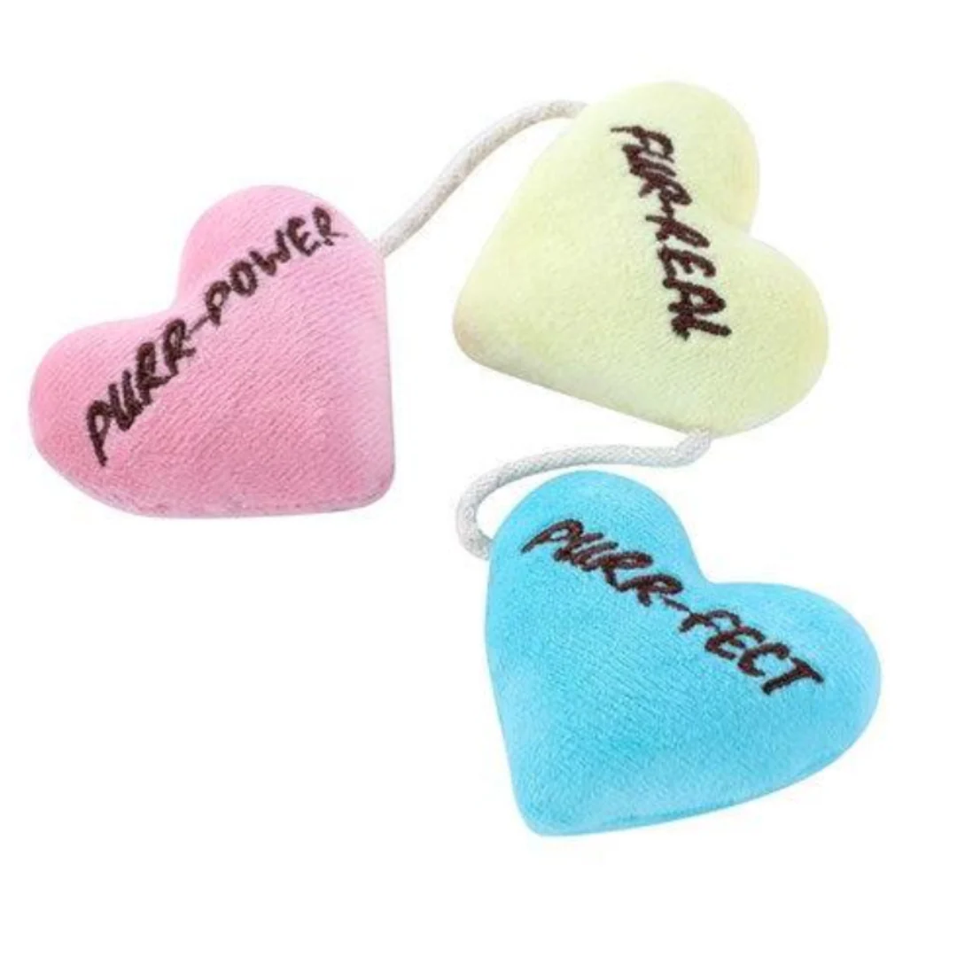 Cara Cat Plush Heart 3Pk Toy with Crinkle