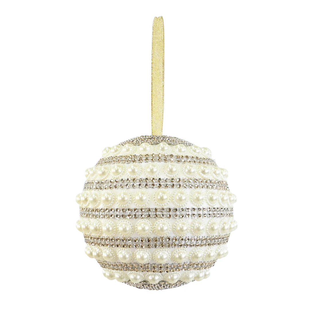 Pearl Sequin Bauble Champagne 15cm Assorted - Image 2