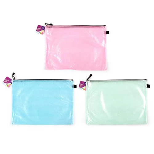 Pencil Case 1 Zip Mesh Assorted Colours 440x325mm