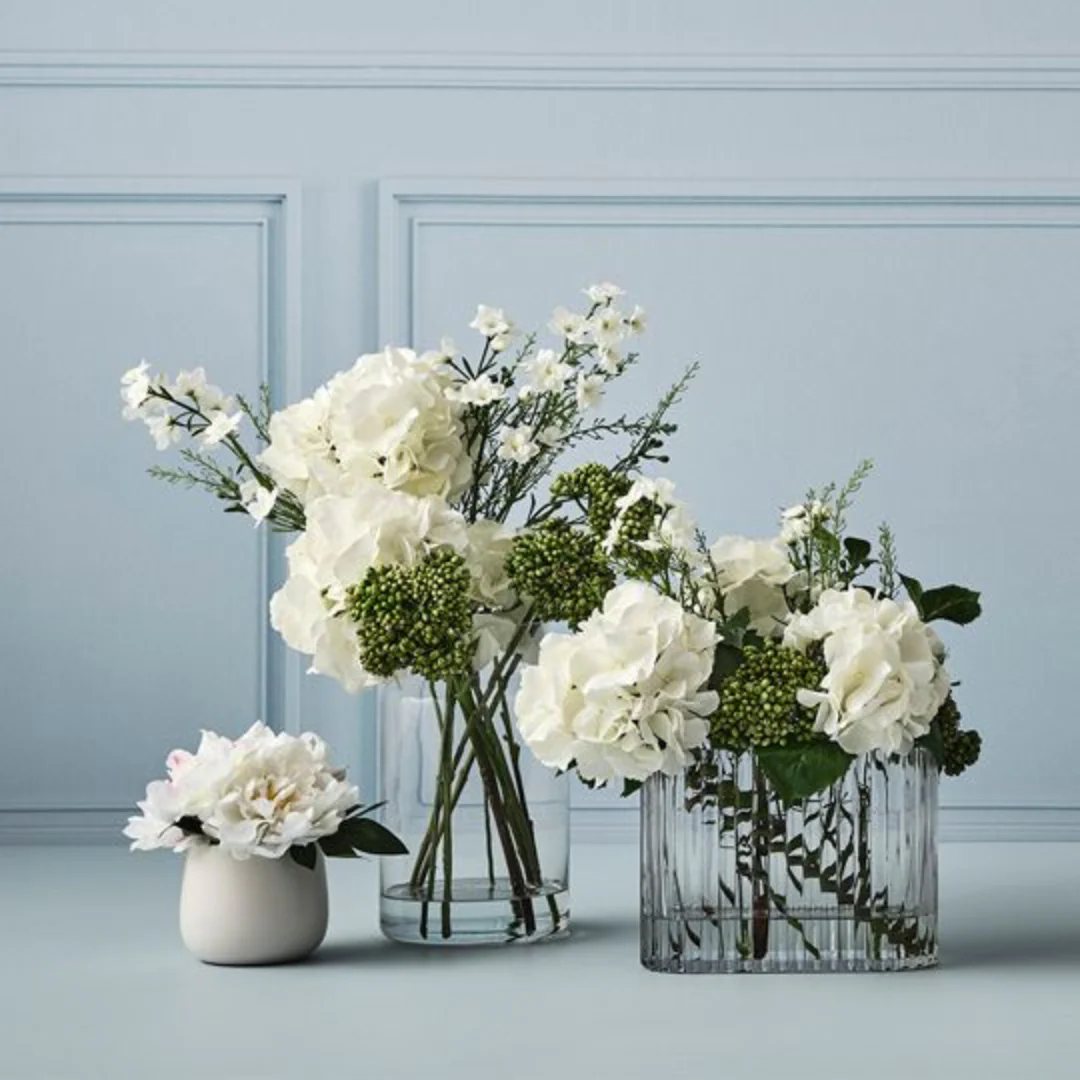 Peony Mix in Pot White 22cmh - Image 2