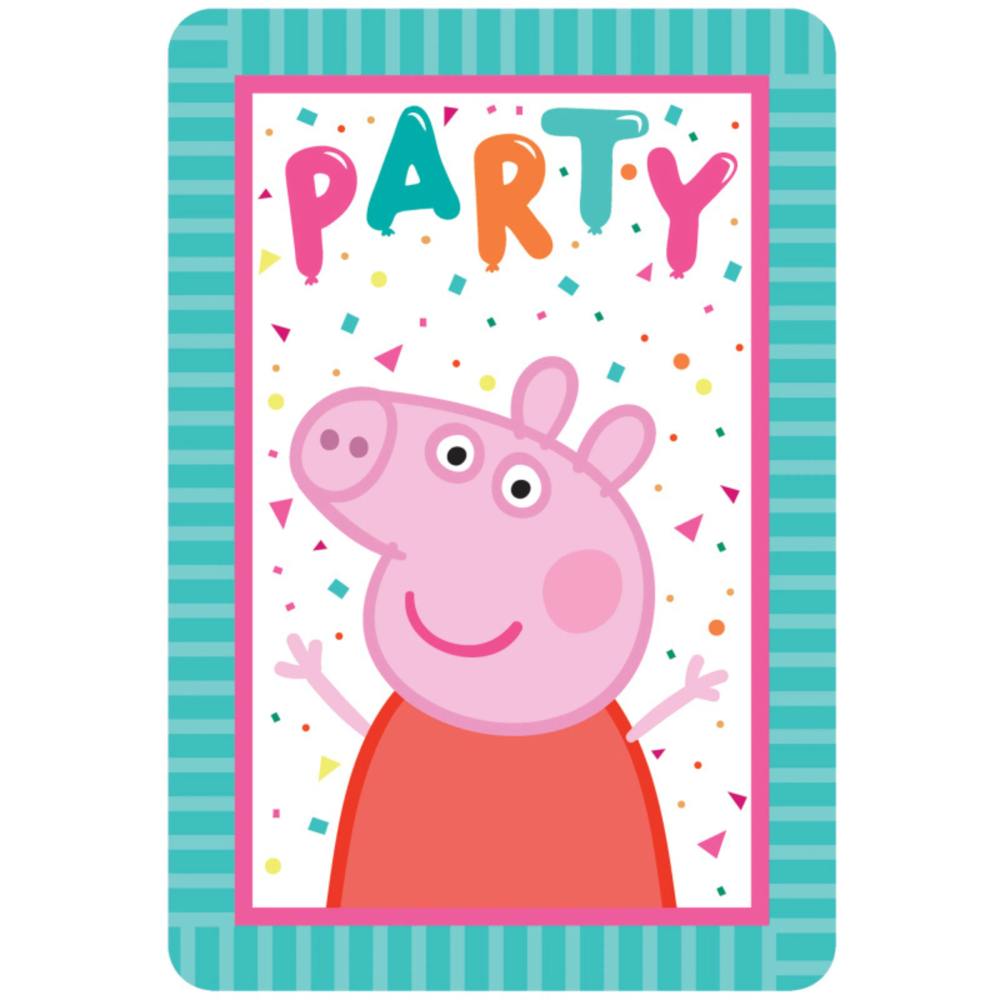 Peppa Pig Confetti Party Postcard Invitations 8Pk