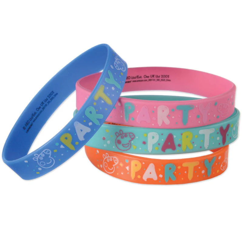 Peppa Pig Confetti Party Rubber Bracelets Favors 4Pk