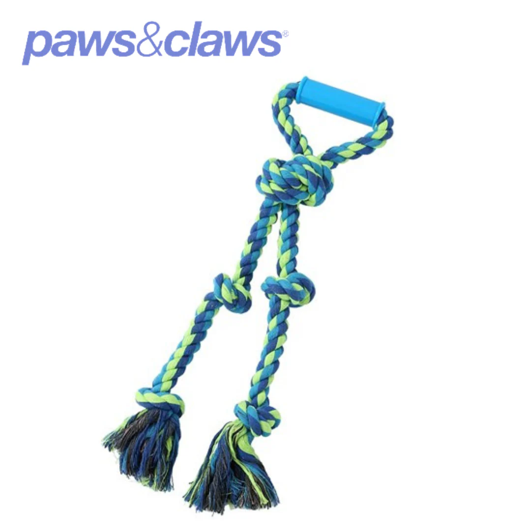 Twin Knotted Rope Tugger Toy with Handle - Image 3