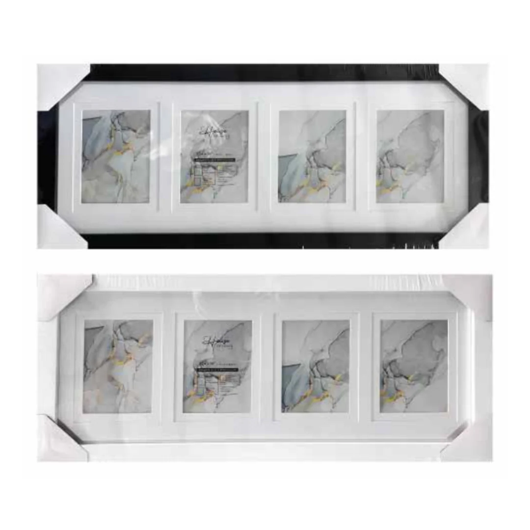 Photo Frame Double Matted Connor Black & White 4 Window Collage 61.7x25.4cm 2 Asstd