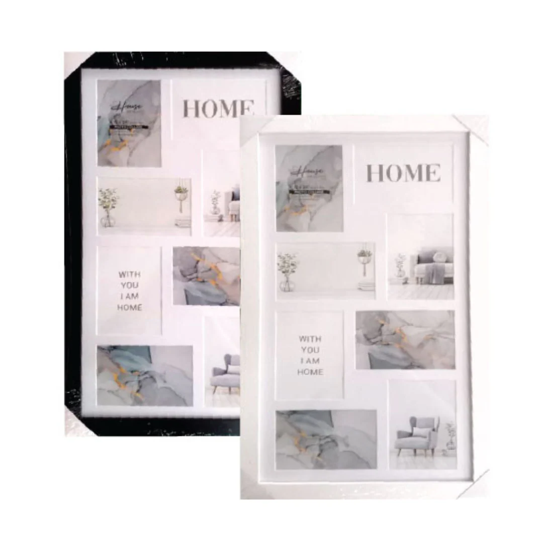 Photo Frame Double Matted Connor Black & White 8 Window Collage 33x61cm Assorted
