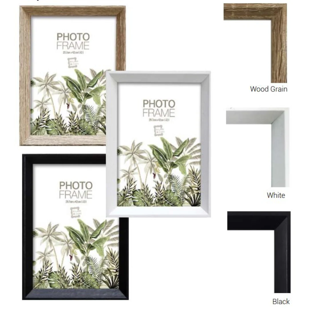 Photo Frame Mindari Slim Line Wood Grain, White & Black Mix 21cmx29.7cm