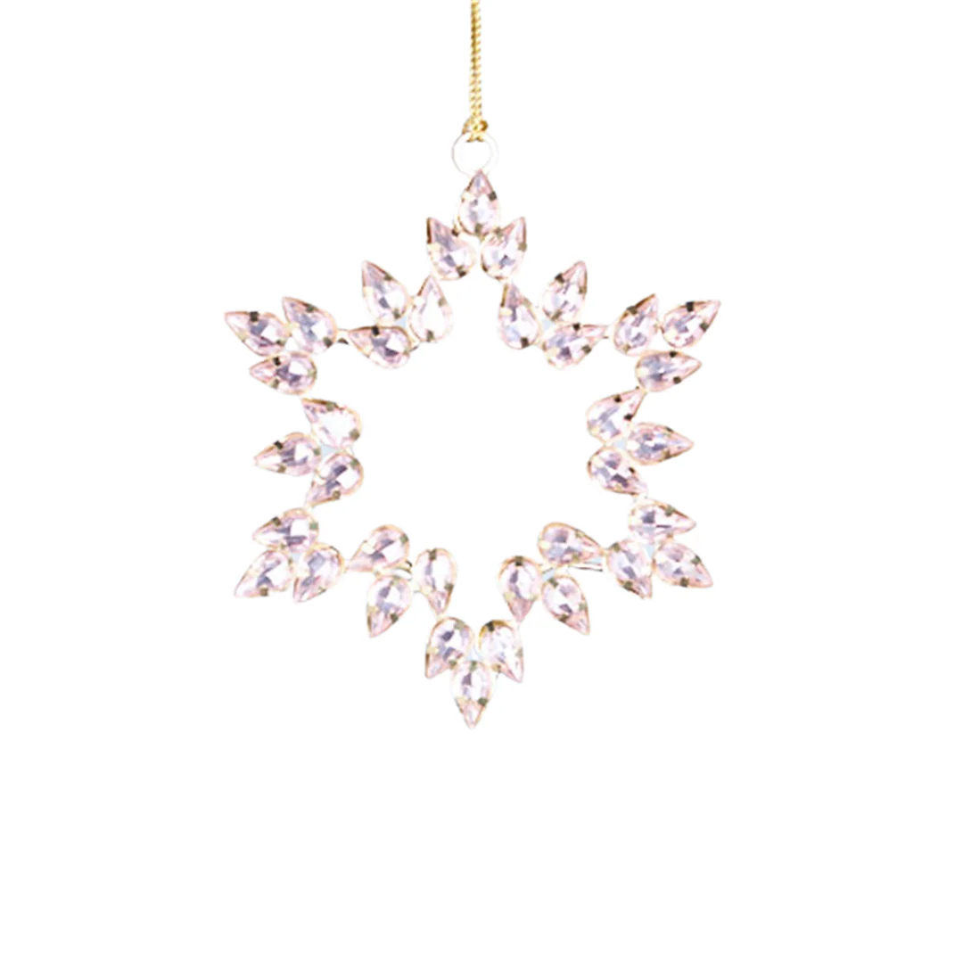 PINK GLASS STAR TREE DECORATION 12CM