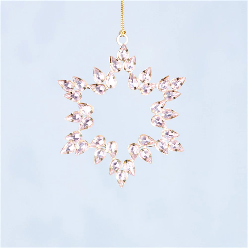 PINK GLASS STAR TREE DECORATION 12CM - Image 2