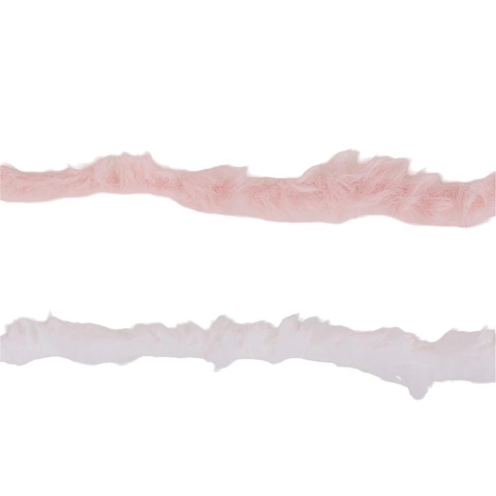 Pink & White Fluffy Ribbon 1m