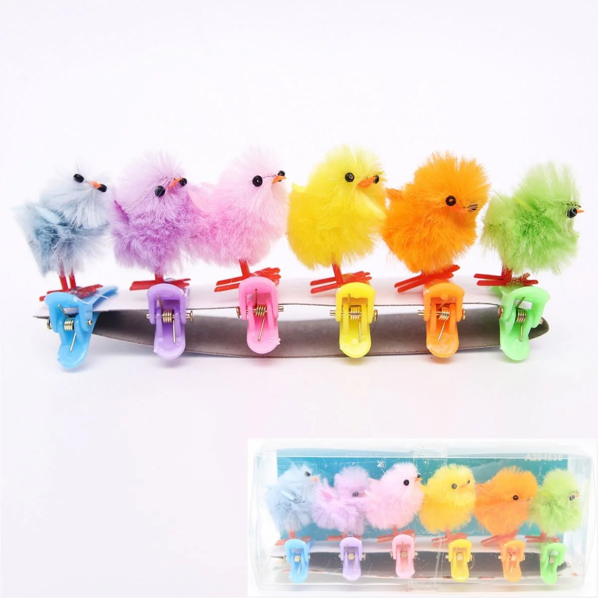 Pk6 Pastel Colour Chicks On Peg