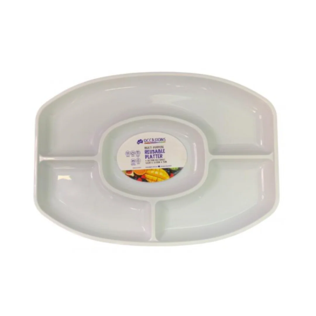 PLATTER 4 SECTIONAL OVAL 46x32.5x3cm WHITE