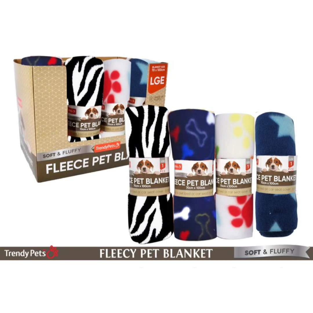 Polar Fleece Pet Blanket 70x100cm 1pce Assorted