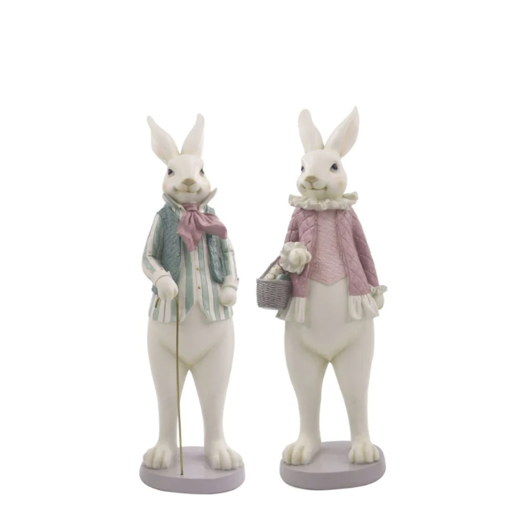 MR & MRS BUNNY POLYRESIN 53CM