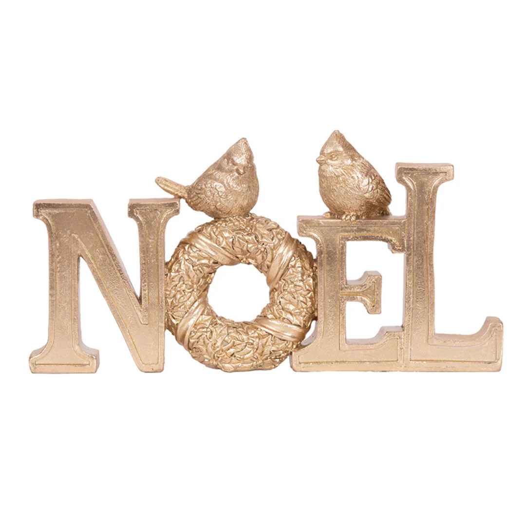 Polyresin Noel Table Top Sign 26x5.2x13.5cm Champagne - Image 2