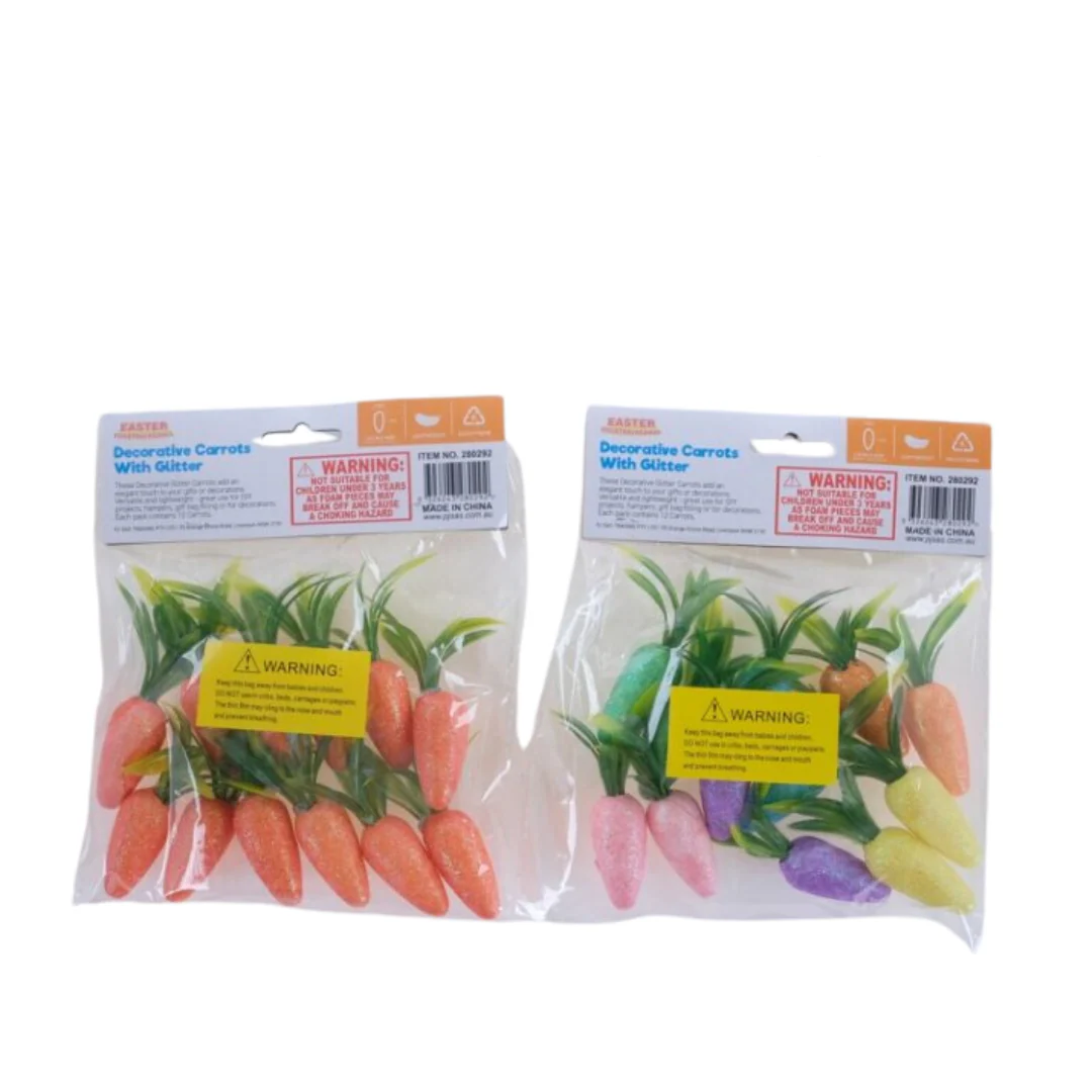 Polystyrene Carrots With Glitter
