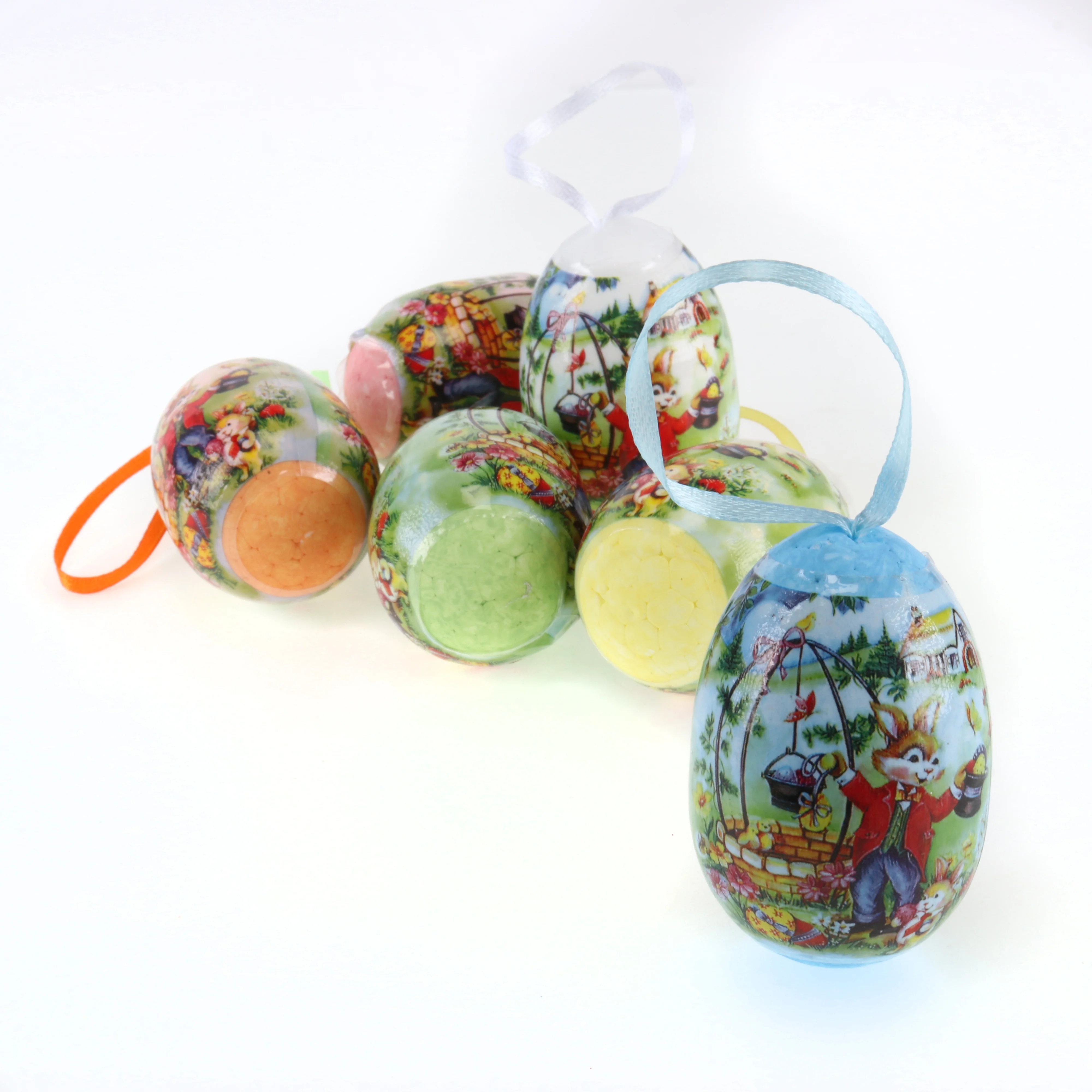 Polystyrene Egg Hanging Printed Easter Design 6pk 6cmx4cm - Image 2