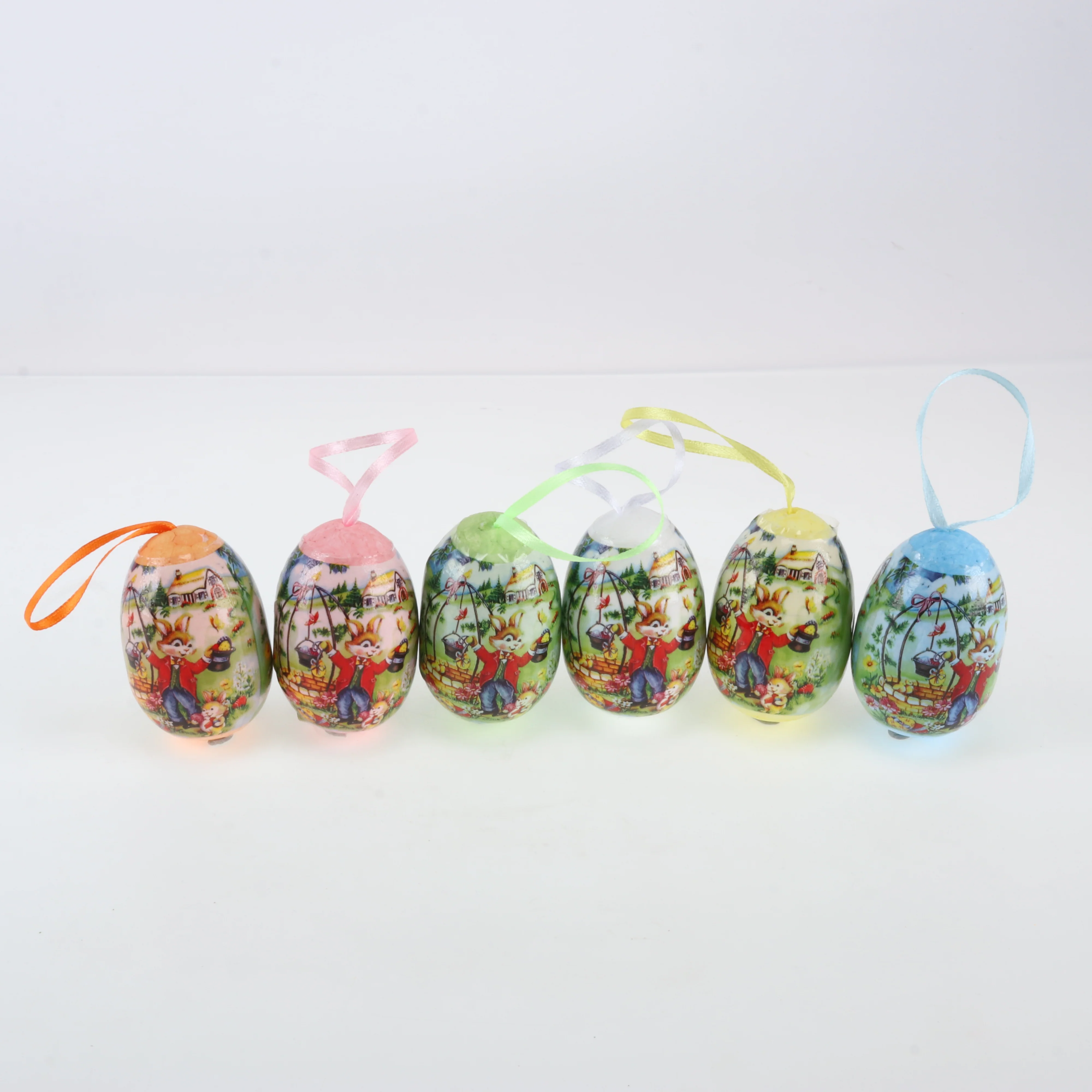 Polystyrene Egg Hanging Printed Easter Design 6pk 6cmx4cm - Image 3