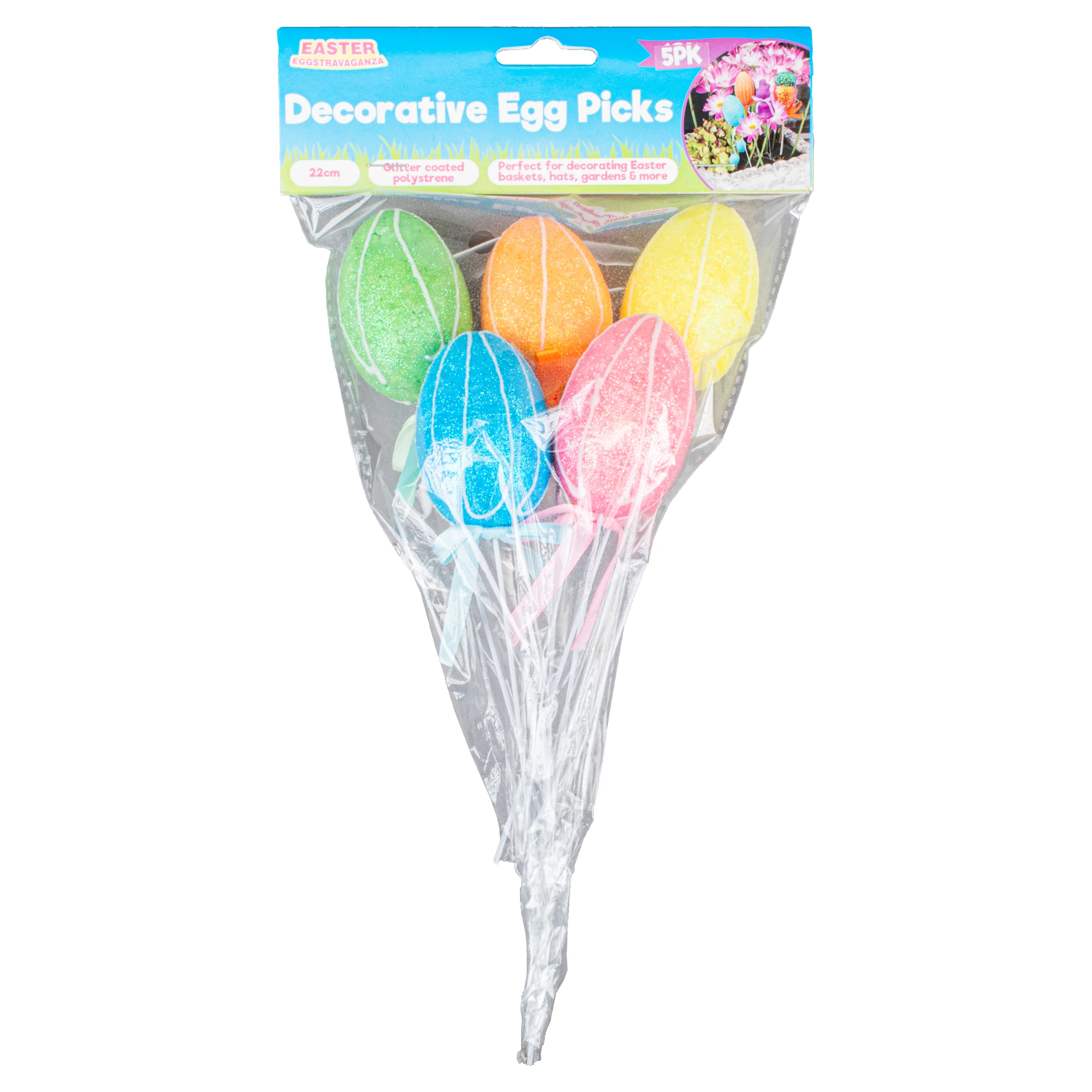 Polystyrene Egg On Pick With Glitter 22cm