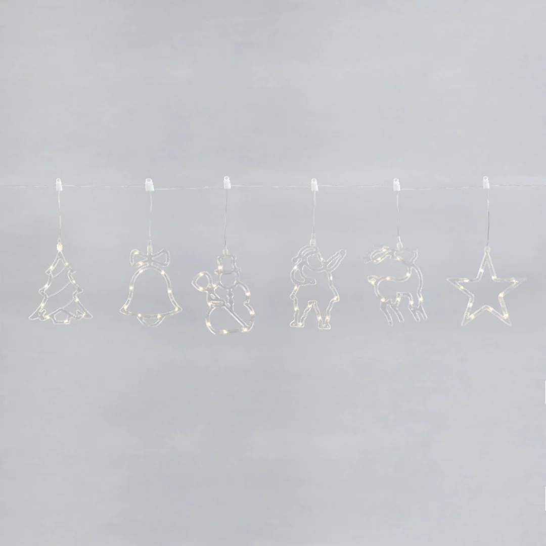 Pre-Lit LED Christmas Characters Silhouette Light String Warm White 5m Lit Length