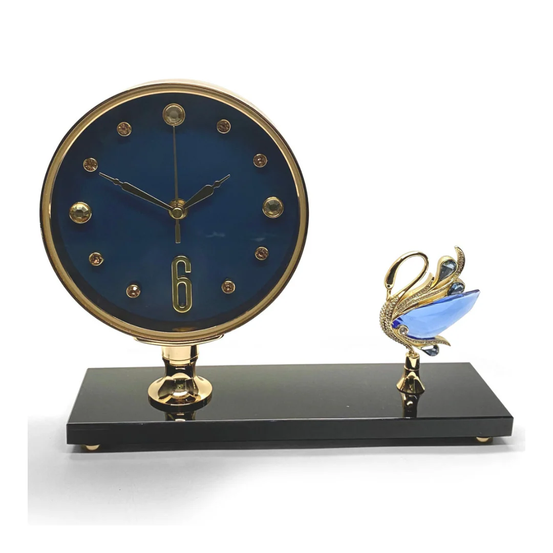 Premium Clock Crystal Swan 17cm Blue - Image 2