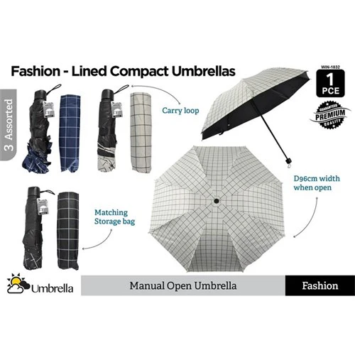 Premium Compact Umbrella Lined 95cmD
