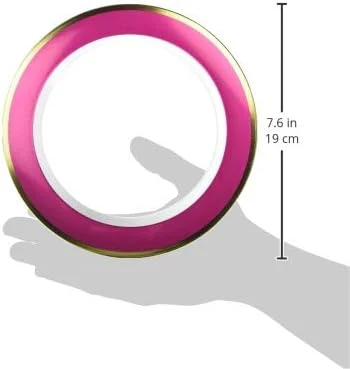 Premium Plastic Plates White with Bright Pink Border 19cm 10pk - Image 2