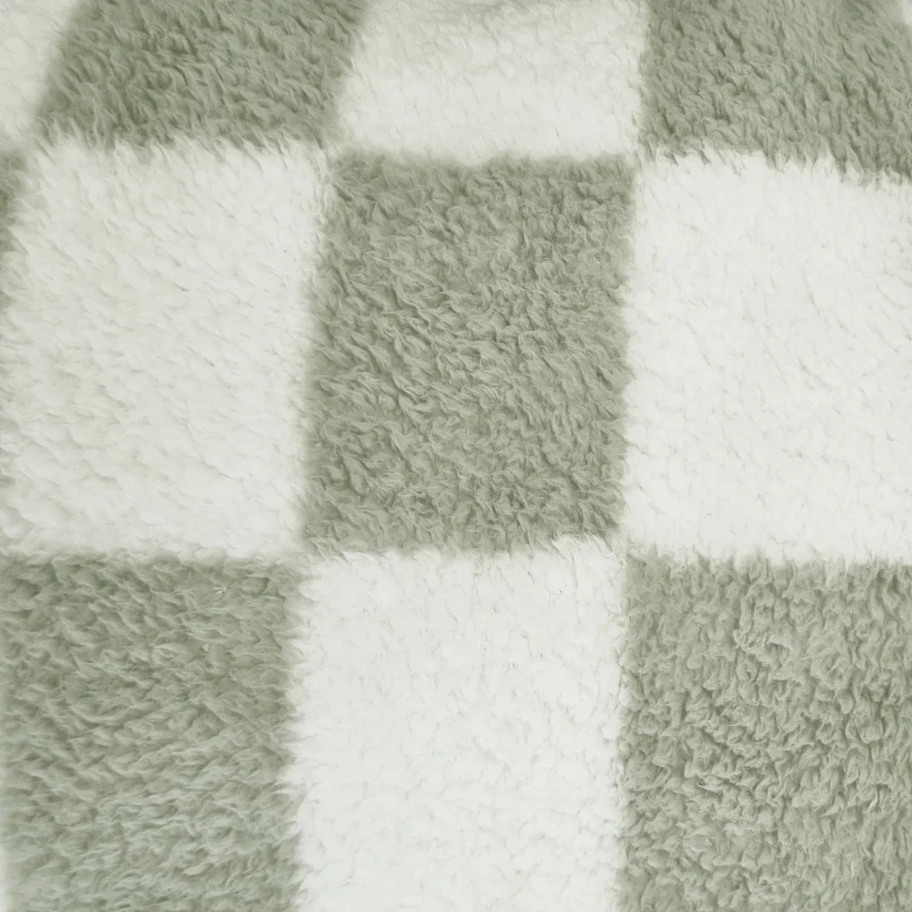 Printed Sherpa Throw 210GSM Checkered 180x200cm Sea Kelp - Image 4