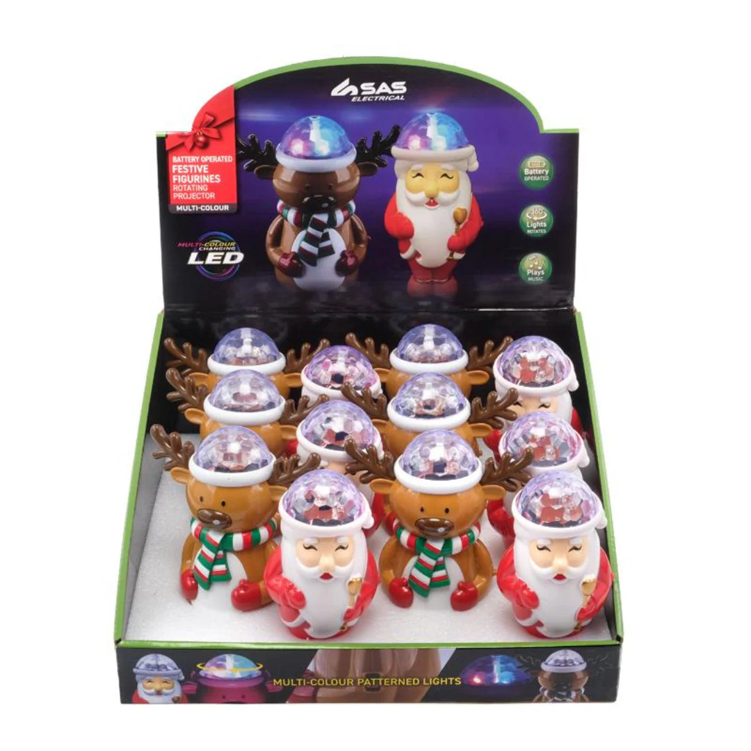 Projector Light Rotating Santa and Reindeer 14.5x7.5x15.5cm Assorted - Image 4