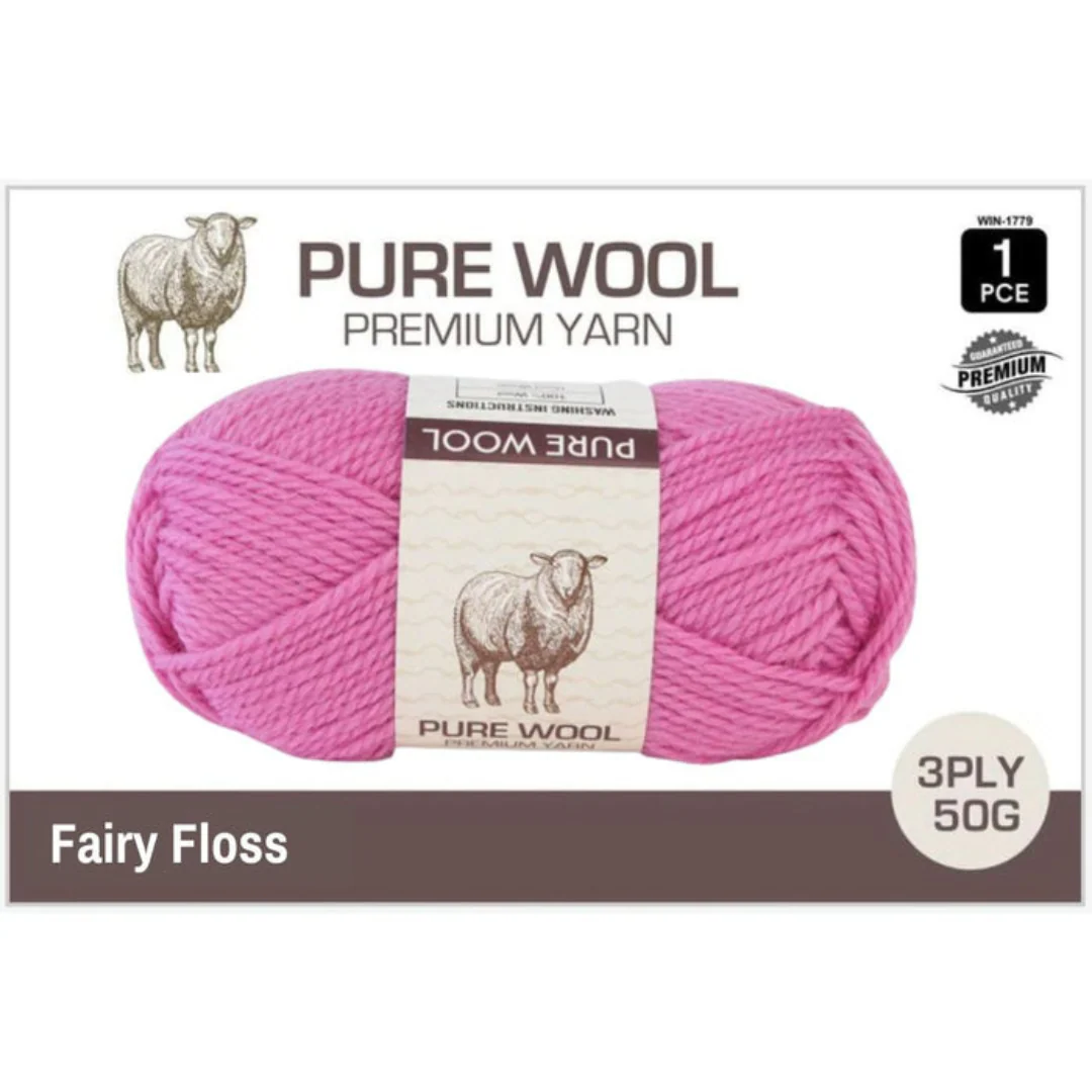 Pure Wool 3ply 50g Fairy Floss