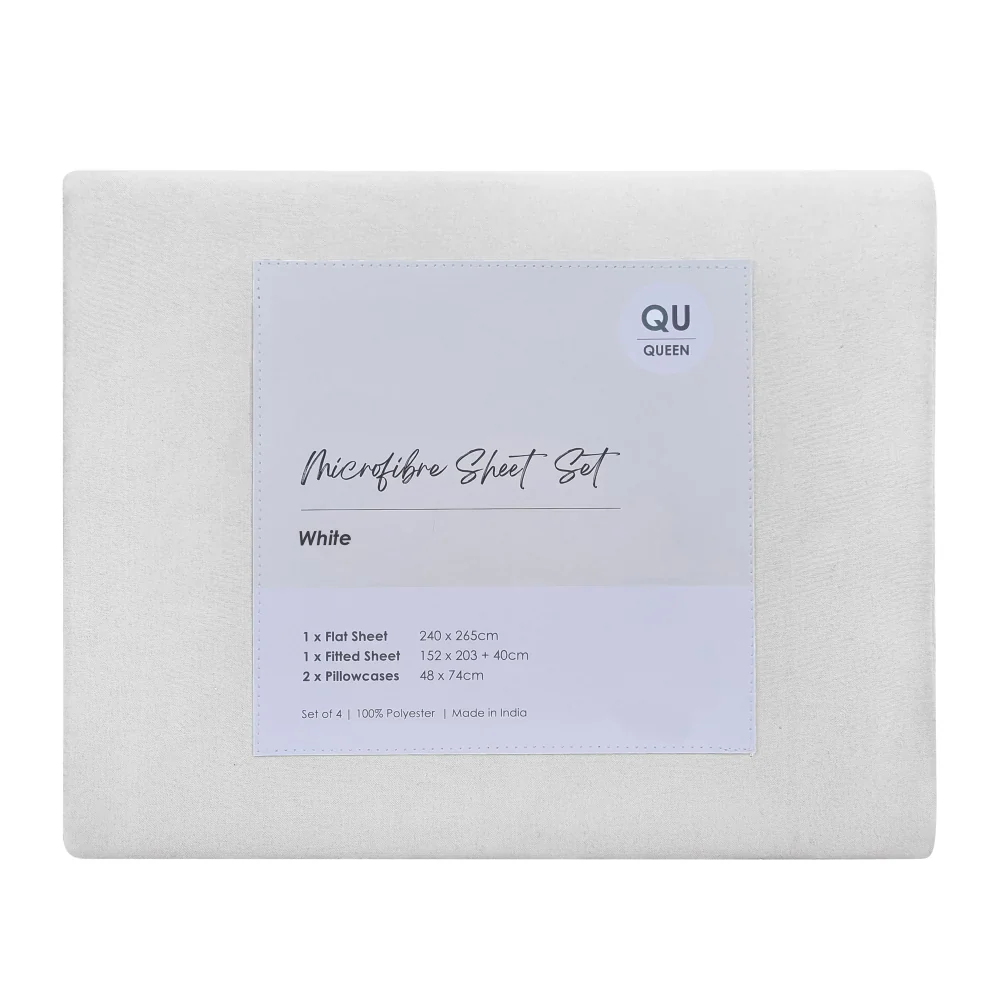 QB Microfibre Sheet Set White - Image 2