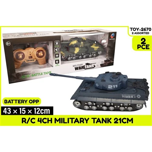 R/C 4CH MilitaryTank B/Opp 21cmAsst