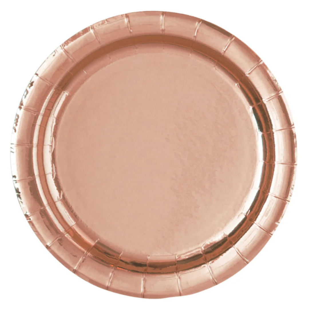 Rose Gold 23cm Round Paper Plates 8pk