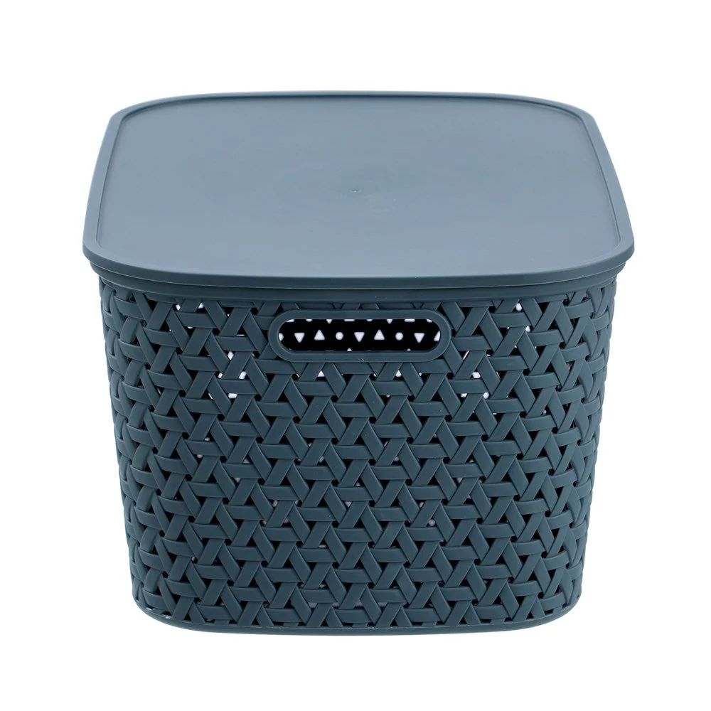 RATTAN BASKET LIDDED 26L 40X30.5X22CM 3 ASSTD - Image 2